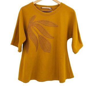 Chelsea and Violet mustard Yellow embroidered sweatshirt tunic top size small